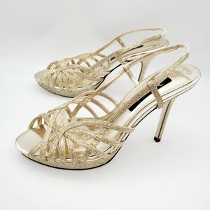 Nina size 6.5 gold sparkle heels